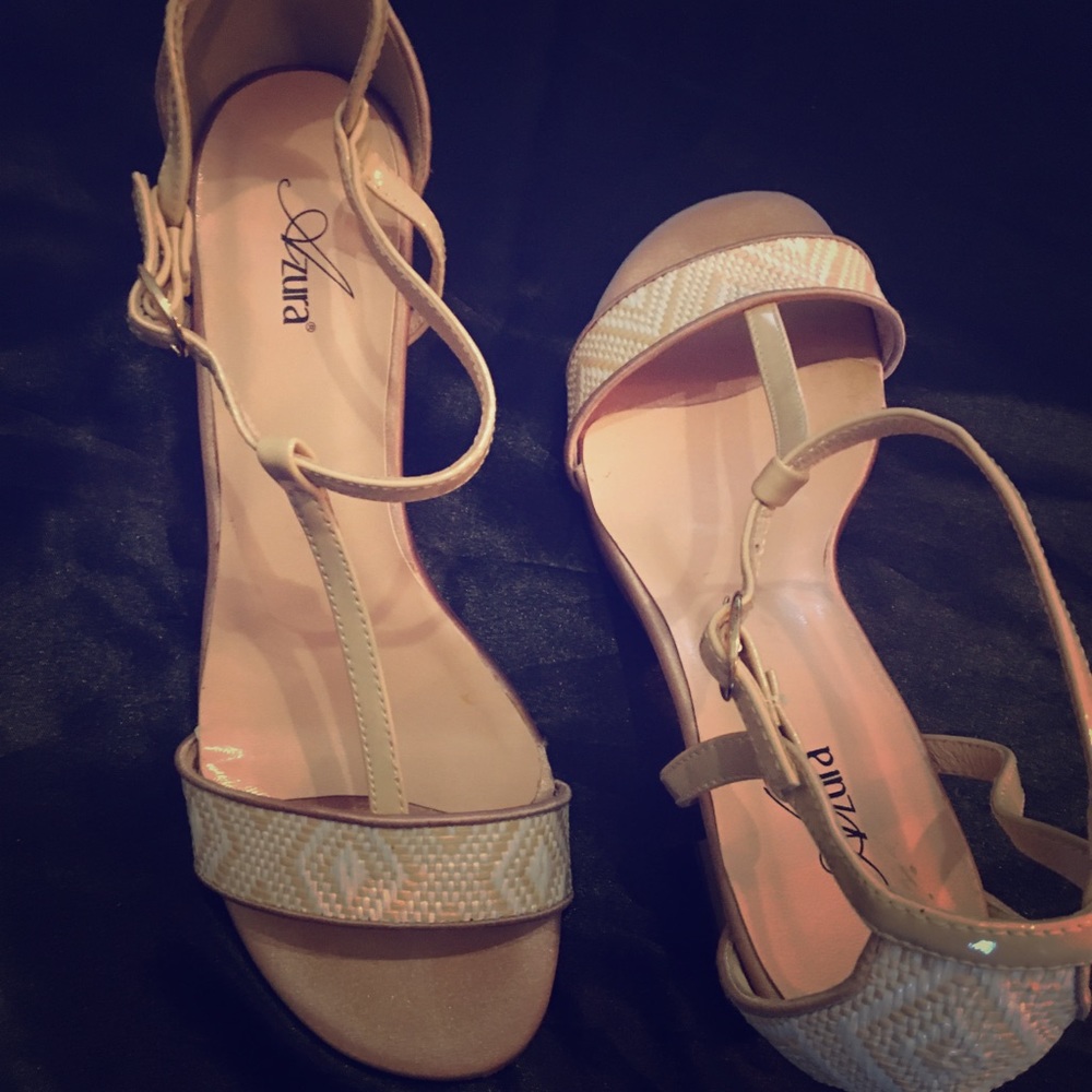 Beige, strappy heels